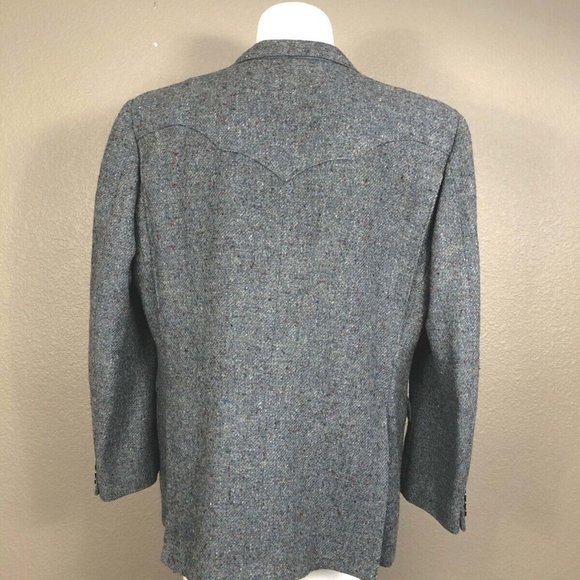Flying L Western Cowboy Action Back Sport Jacket Gray Tweed Sz 50 Pre-Ow… - Picture 2 of 5